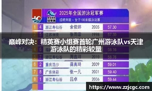 巅峰对决：精英赛小组赛首轮广州游泳队vs天津游泳队的精彩较量